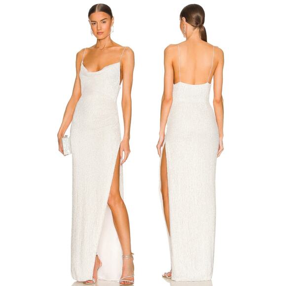 Retrofete Katya Maxi Dress Sequin Embellished Moonglow Bridal Wedding Gown Sz S - Picture 1 of 9